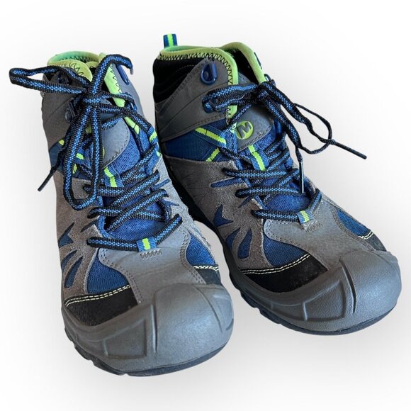 Merrell Capra Mid Waterproof Hiking Boots Blue Gray Little Boys Youth Size 4 - Picture 9 of 11